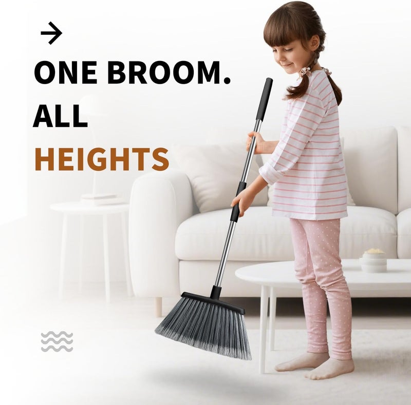 QCFOLY Broom, Outdoor Brooms for Sweeping Indoor, Adjustable 55" Pet Hair Removal Heavy Duty Broom for Floors Home Kitchen Garage Commercial Patio Industrial Snow (Black) - Image 5